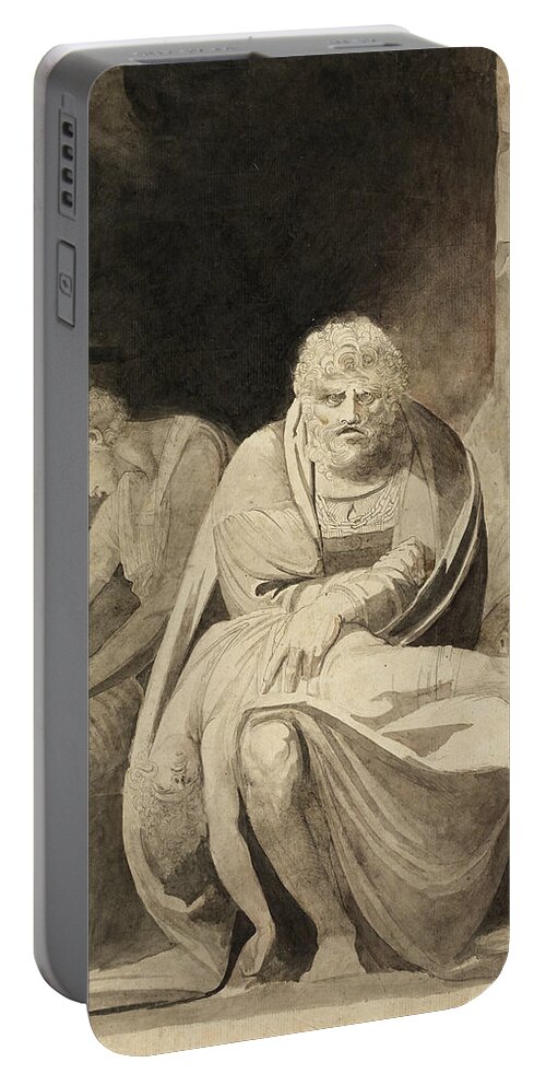 19th Century Art Portable Battery Charger featuring the drawing Ugolino and His Sons Starving to Death in the Tower by Henry Fuseli