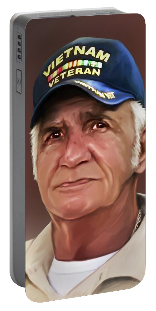 Portable Battery Charger featuring the painting Uncle Poppy by Spano by Michael Spano
