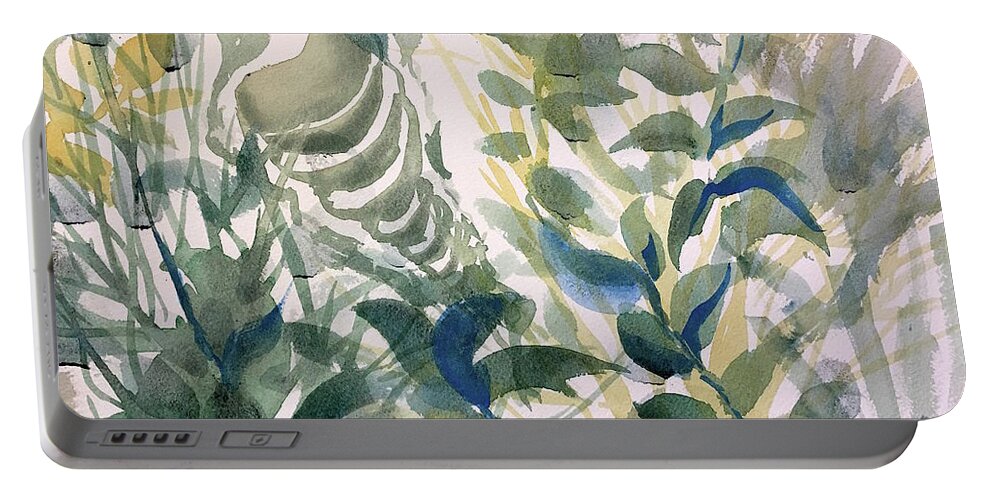 Seascape Watercolor Abstract Impressionism Abstract Landscape Ethereal Water Set Design Abstract Painting Vibrant Color Interior Design Louisiana Artist Blooming Gift Portable Battery Charger featuring the painting Under Sea by Francelle Theriot