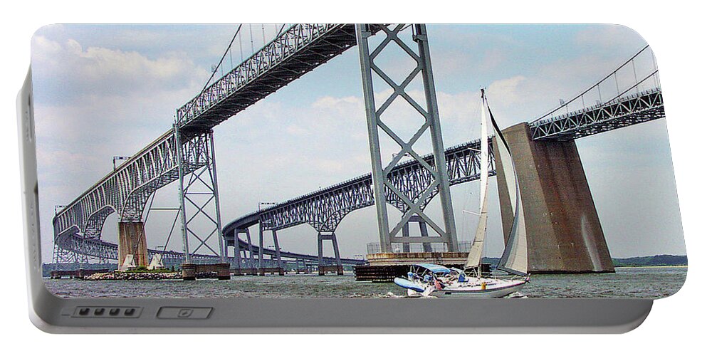 Sailing Portable Battery Charger featuring the photograph Under the Bay Bridges by Minnie Gallman
