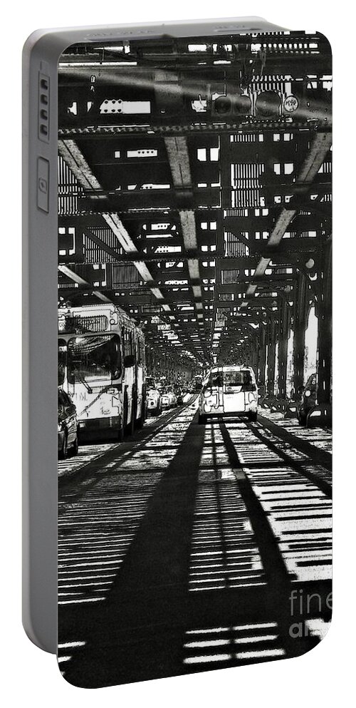 Street Portable Battery Charger featuring the photograph Under the One Train in the Bronx by Sarah Loft