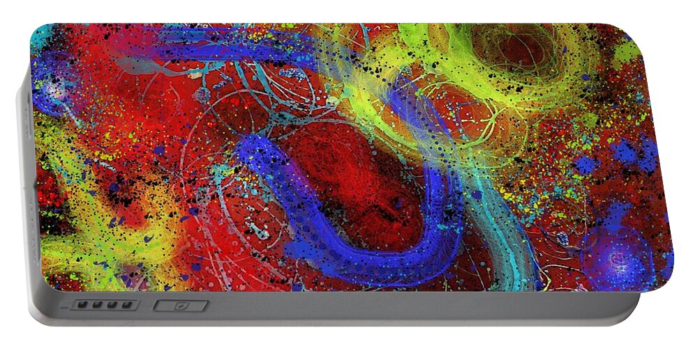 Modern Abstract Art Portable Battery Charger featuring the painting Under The Sea Digital Addition2 by Joan Stratton