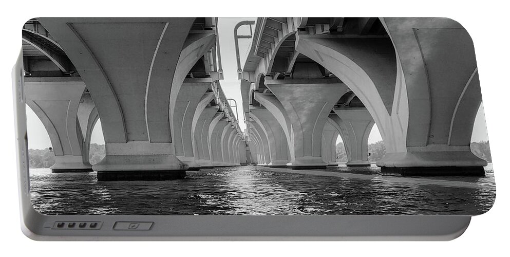 Bridge Portable Battery Charger featuring the photograph Under the Woodrow Wilson Bridge by Lora J Wilson
