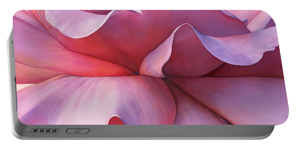 Rose Portable Battery Charger featuring the painting Undulation by Sandy Haight