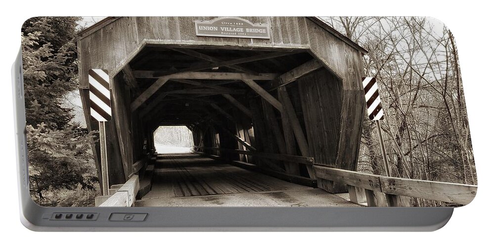 Covered Bridge Portable Battery Charger featuring the photograph Union Village Covered Bridge by Mary Capriole