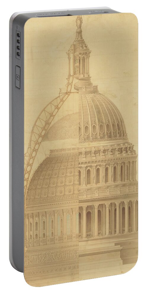 Thomas Ustick Walter Portable Battery Charger featuring the drawing United States Capitol, Section of Dome, 1855 by Thomas Ustick Walter