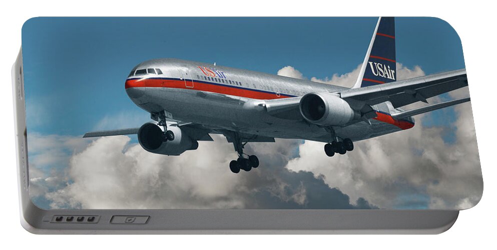 Us Air Portable Battery Charger featuring the photograph US Air Boeing 767-200 by Erik Simonsen
