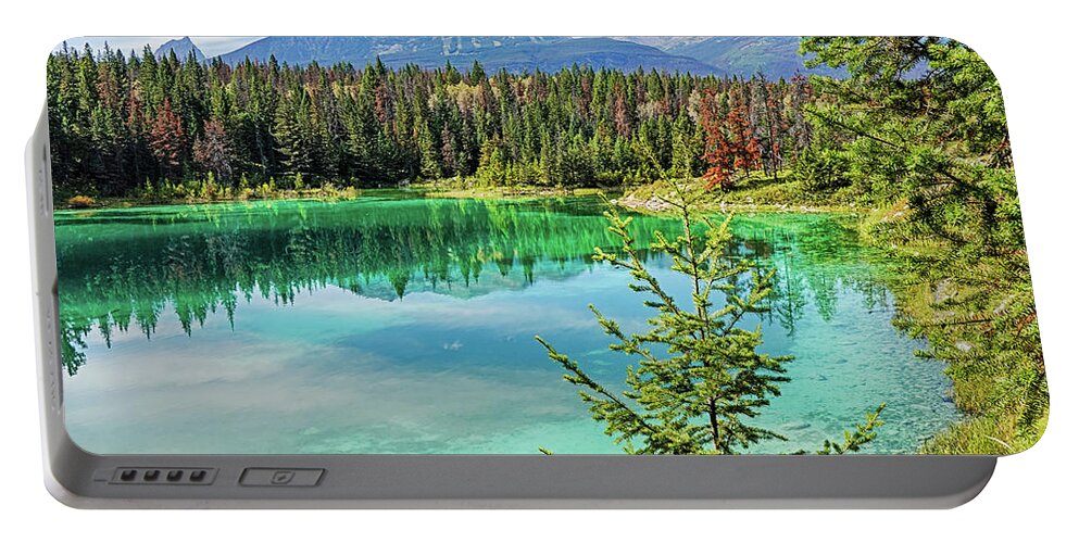 Jasper Portable Battery Charger featuring the photograph Valley of the Five Lakes Third Lake Jasper National Park Alberta Canada by Toby McGuire