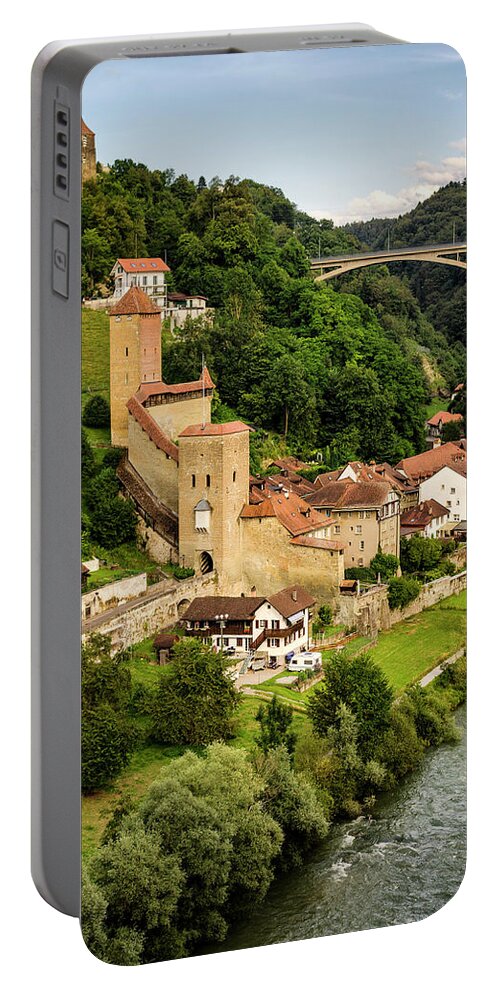 Fribourg Portable Battery Charger featuring the photograph Valley of the Sarine, Switzerland. by Pablo Lopez