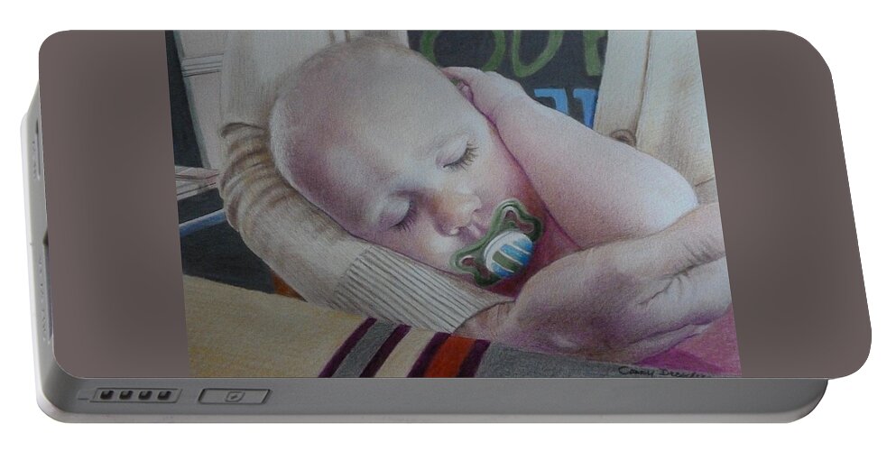 Baby Portable Battery Charger featuring the mixed media Vasilia by Constance DRESCHER