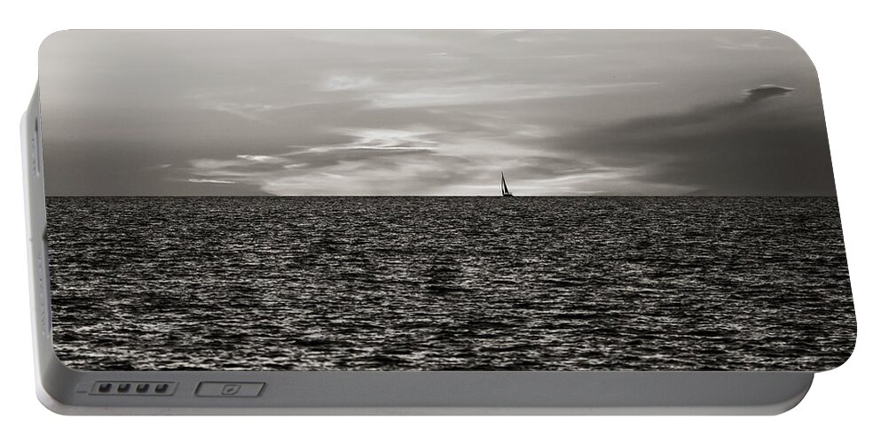 Sea Portable Battery Charger featuring the photograph Vela al tramonto 07654 by Marco Missiaja