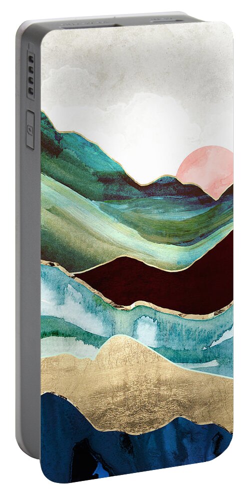 Digital Portable Battery Charger featuring the digital art Velvet Mountains by Spacefrog Designs