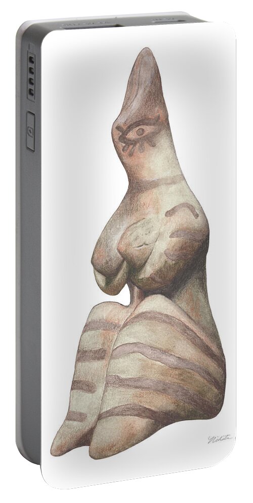 Venus Portable Battery Charger featuring the drawing Venus of Tell Halaf by Nikita Coulombe