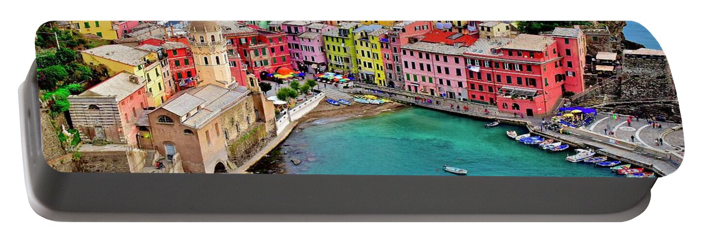 Vernazza Portable Battery Charger featuring the photograph Vernazza Alight by Frozen in Time Fine Art Photography