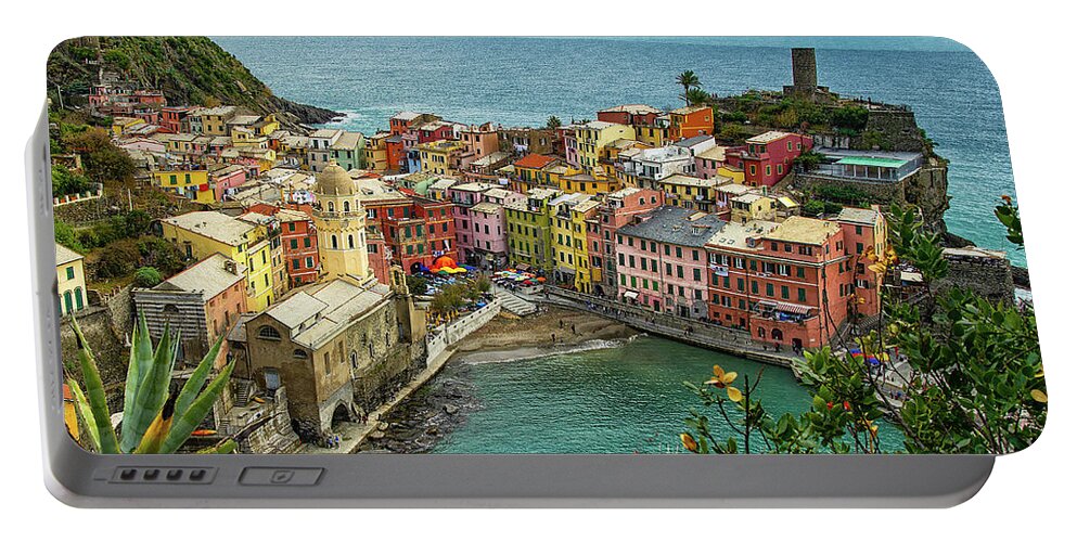 Vernazza Portable Battery Charger featuring the photograph Vernazza Cinque Terre View From the North by Wayne Moran
