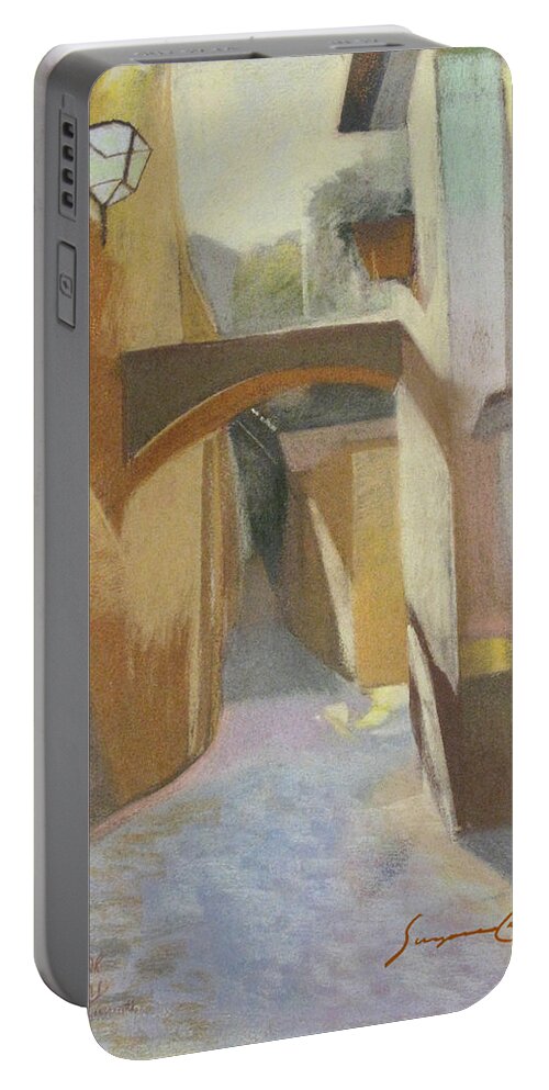 Architecture Portable Battery Charger featuring the painting View of Italian Arch by Suzanne Giuriati Cerny