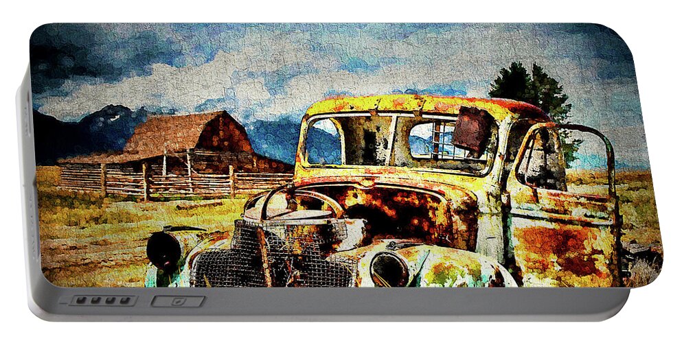 Truck Portable Battery Charger featuring the digital art Vintage by Mark Allen