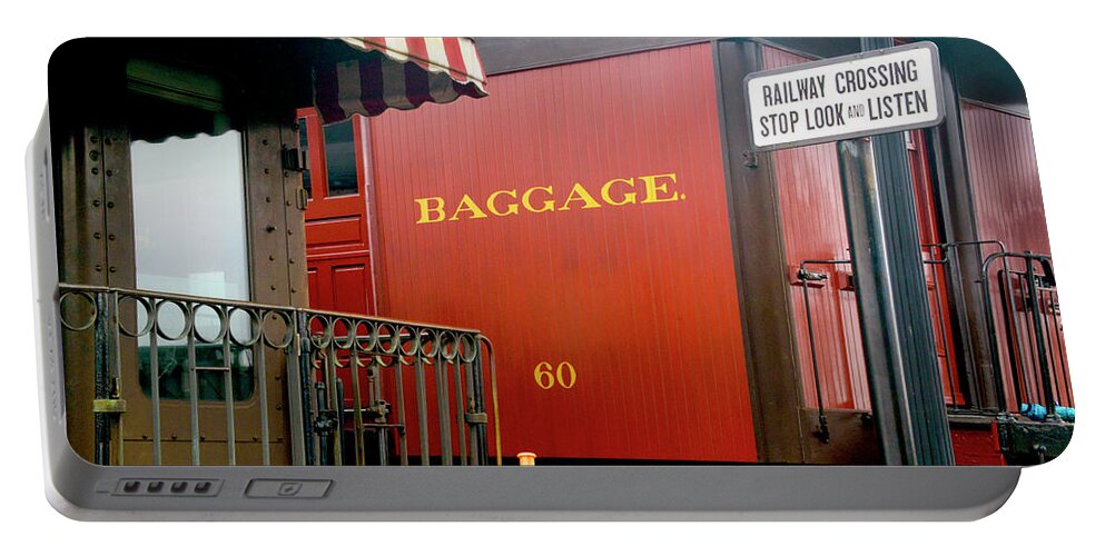 D2-rr-3063 Portable Battery Charger featuring the photograph Vintage Railroad Baggage Car by Paul W Faust - Impressions of Light