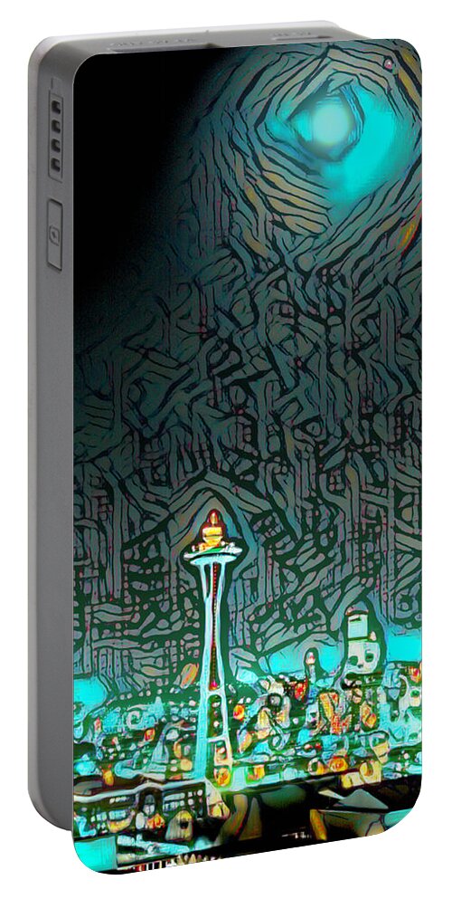 Seattle Portable Battery Charger featuring the photograph Vintage Seattle Abstract by Cathy Anderson