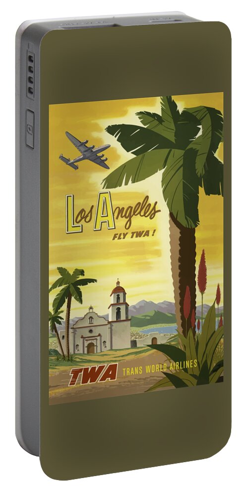 Los Portable Battery Charger featuring the painting Vintage Travel Poster - Los Angeles by Esoterica Art Agency