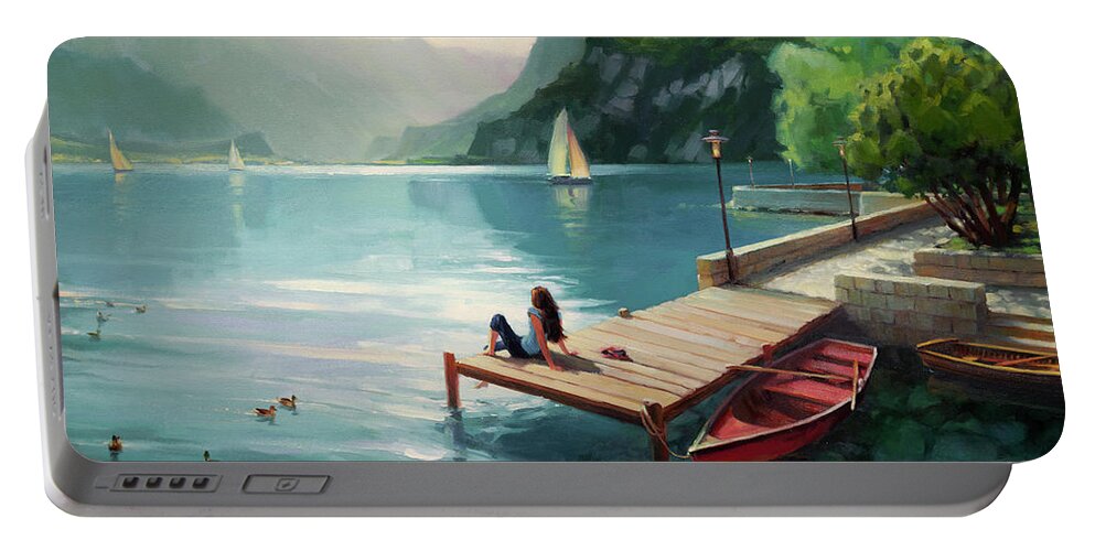 Switzerland Portable Battery Charger featuring the painting Visions of Switzerland by Steve Henderson