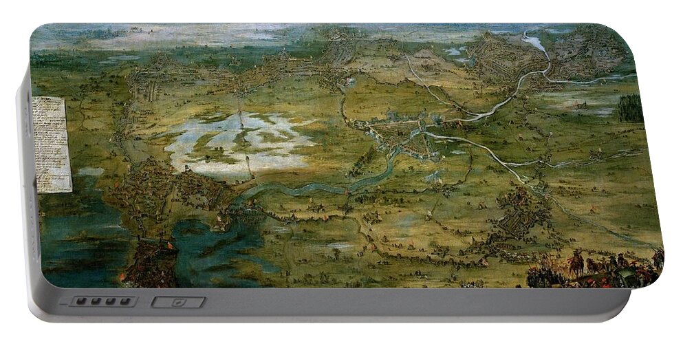 Pieter Snayers Portable Battery Charger featuring the painting 'Vista caballera del Sitio de Breda', First half 17th century, Flemish School, Oi... by Pieter Snayers -1592-1667-