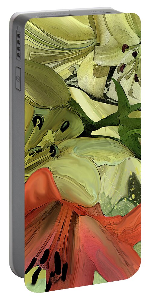 Floral Portable Battery Charger featuring the digital art Voluntary by Gina Harrison