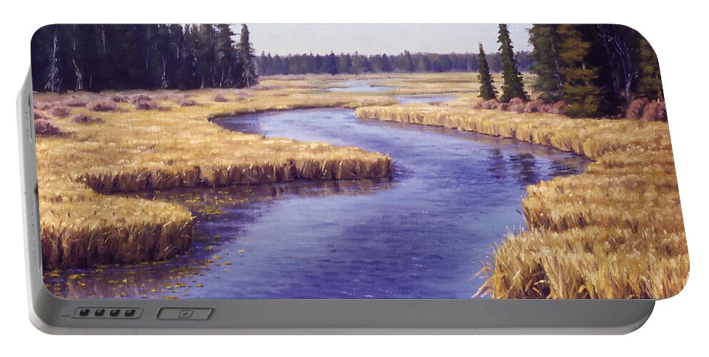 Landscape Portable Battery Charger featuring the painting Voyagers Trail by Rick Hansen