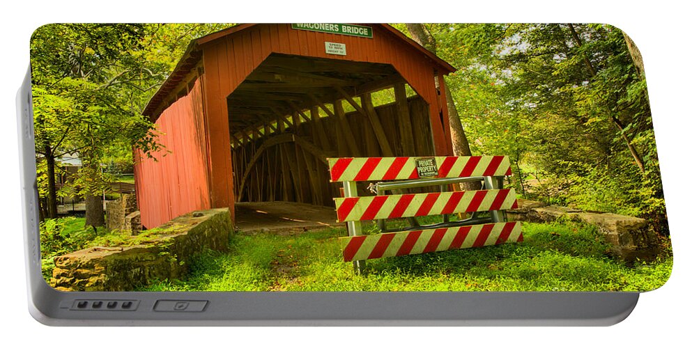 Wagoners Covered Bridge Portable Battery Charger featuring the photograph Wagoner Covered Bridge by Adam Jewell