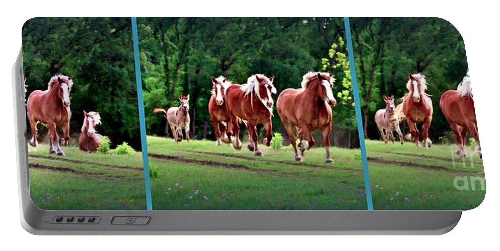 Clydesdale Portable Battery Charger featuring the photograph Wait For Me Fellas Billboard by Gary F Richards