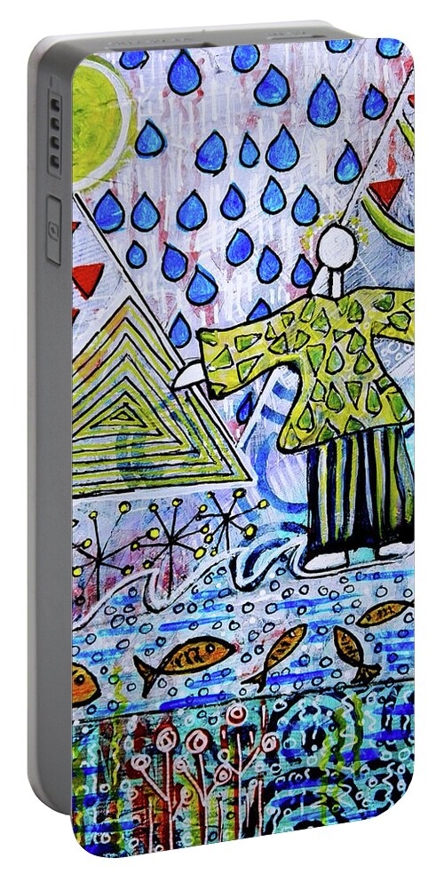 Symbolism Portable Battery Charger featuring the mixed media Walking on Water by Mimulux Patricia No