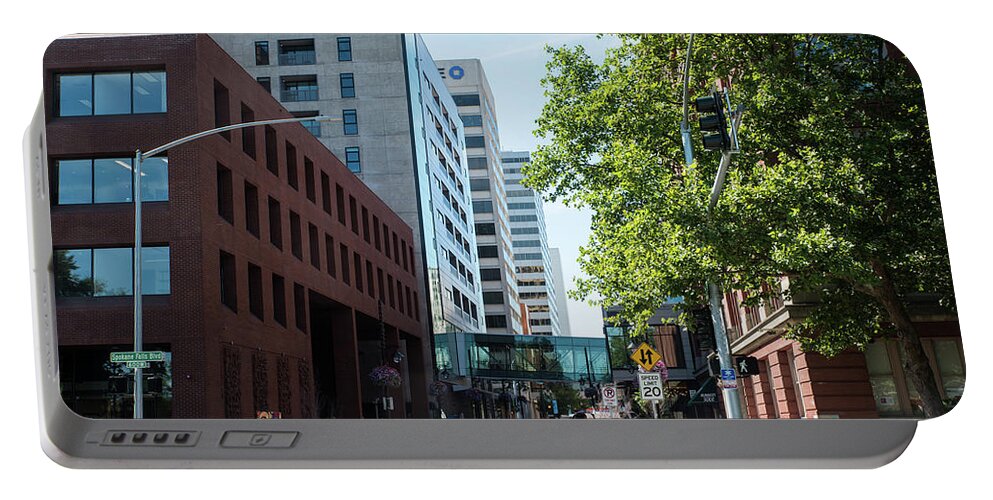 Wall Street In Spokane Portable Battery Charger featuring the photograph Wall Street in Spokane by Tom Cochran