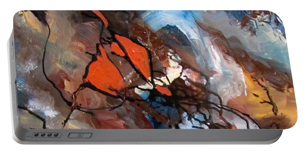 Abstract Portable Battery Charger featuring the painting Wander by Barbara O'Toole
