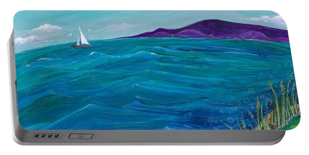 Seascape Painting Portable Battery Charger featuring the painting Wanderlust by Tanielle Childers