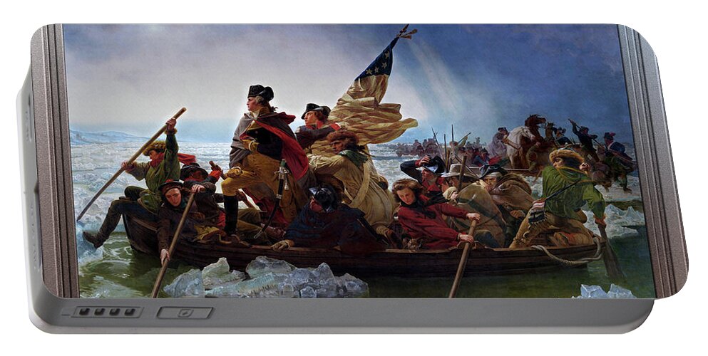 Washington Crossing The Delaware Portable Battery Charger featuring the painting Washington Crossing the Delaware by Emanuel Leutze by Rolando Burbon