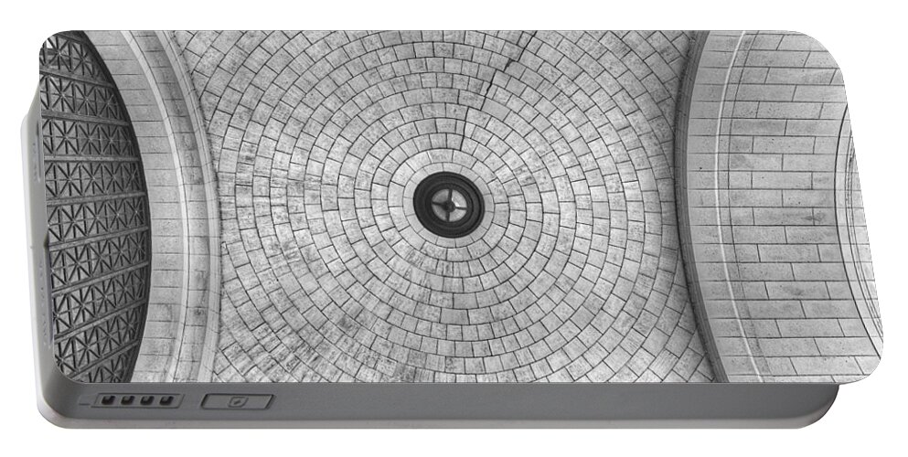 Union Station Portable Battery Charger featuring the photograph Washington Union Station Ceiling 2 Washington D.C. - Black and White by Marianna Mills