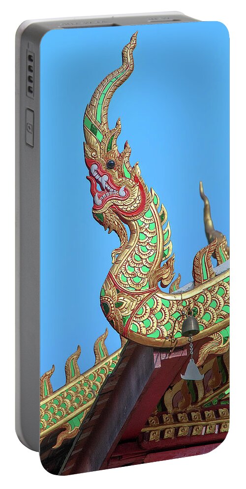 Scenic Portable Battery Charger featuring the photograph Wat Nong Khrop Phra Ubosot Naga Roof Finials DTHCM2665 by Gerry Gantt