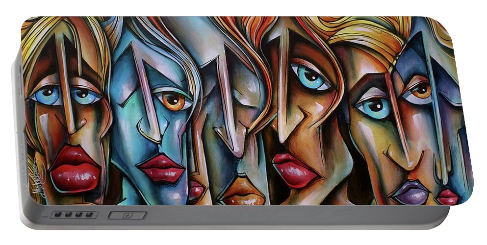 Urban Expression Portable Battery Charger featuring the painting Watch Closely by Michael Lang