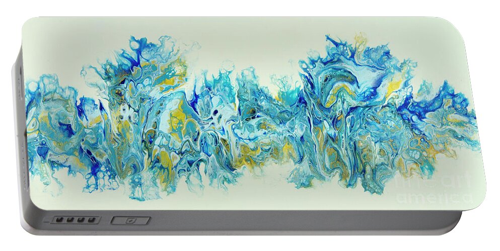 Poured Acrylics Portable Battery Charger featuring the painting Water Dragon Breath by Lucy Arnold
