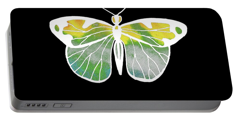 Butterfly Portable Battery Charger featuring the painting Watercolor Butterfly On Black III by Irina Sztukowski