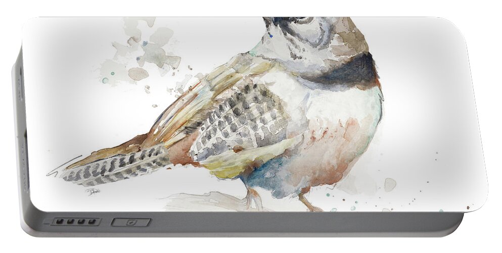 Mountain Portable Battery Charger featuring the painting Watercolor Mountain Bird IIi by Patricia Pinto