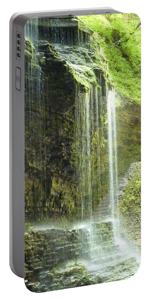 Water Portable Battery Charger featuring the photograph Waterfall on the Rocks by Patricia Caron