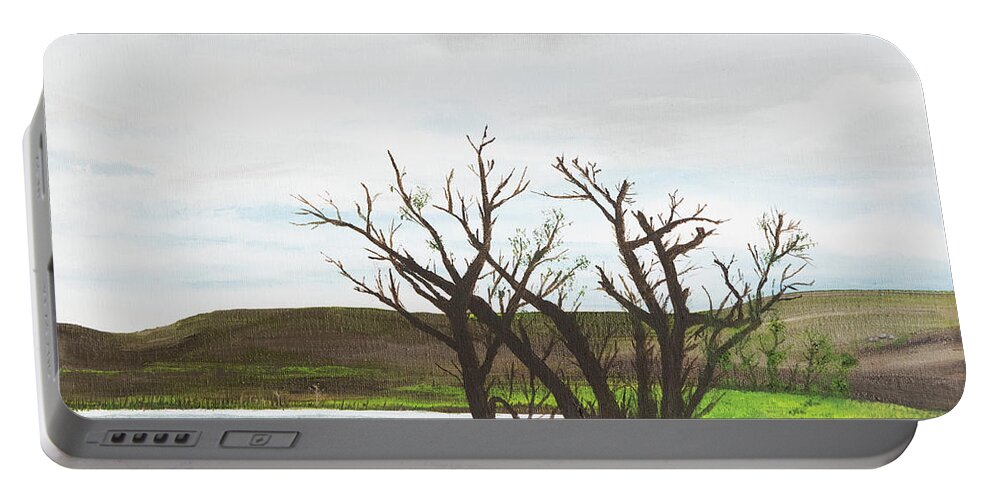 Trees Portable Battery Charger featuring the painting Watering Hole by Gabrielle Munoz