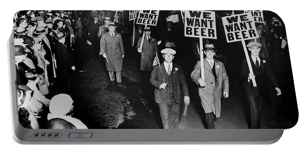 Prohibition Portable Battery Charger featuring the photograph We Want Beer by Jon Neidert