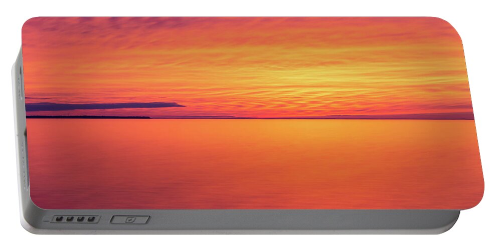 Door County Portable Battery Charger featuring the photograph Welcker's Point Sunset by Paul Schultz