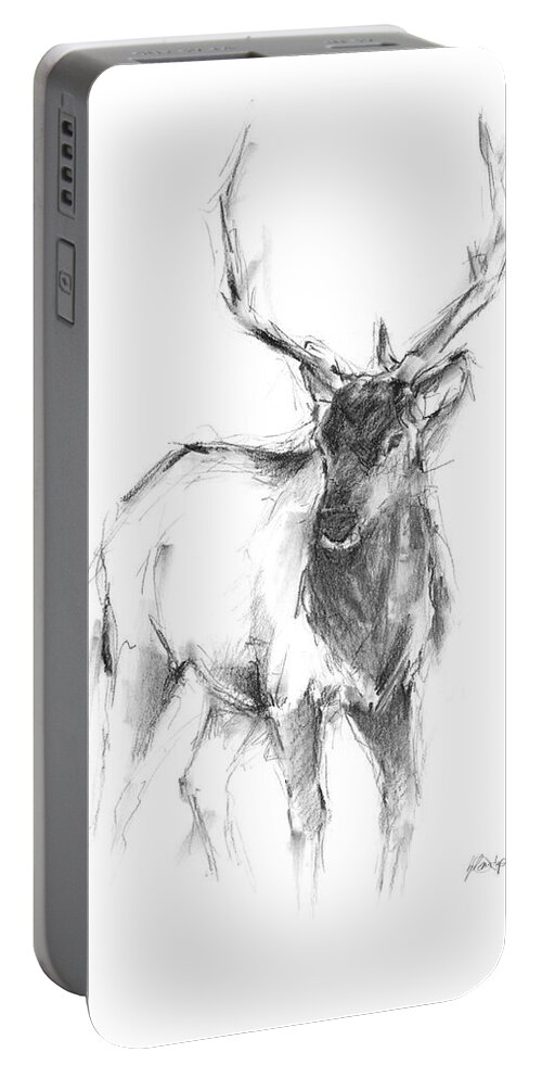 Western+moose Portable Battery Charger featuring the painting Western Animal Sketch II by Ethan Harper
