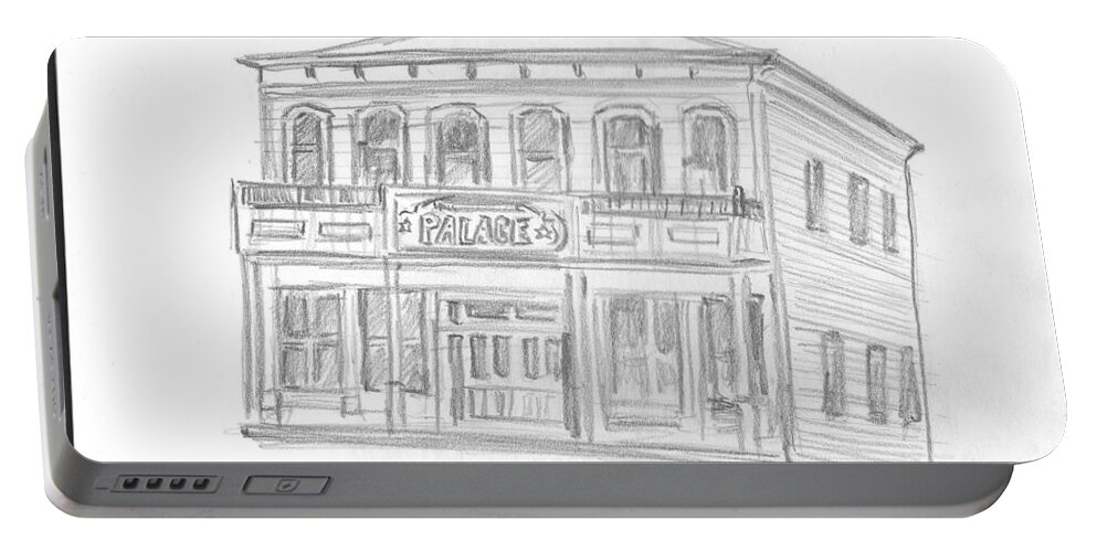 Western Hotel Portable Battery Charger featuring the drawing Western Hotel by Bryan Bustard