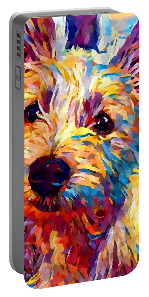 Dog Portable Battery Charger featuring the painting Westie 2 by Chris Butler