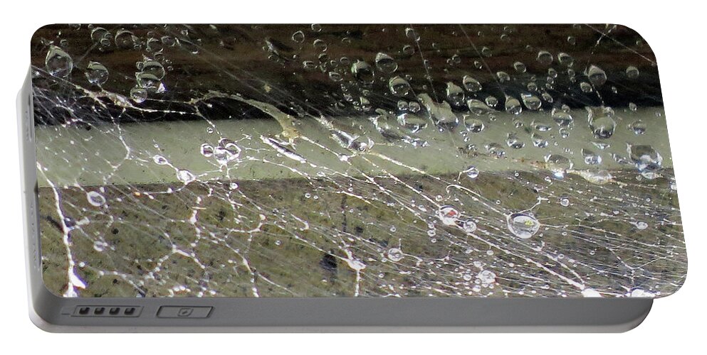 Spider Web Portable Battery Charger featuring the photograph Wet Web by Linda Stern