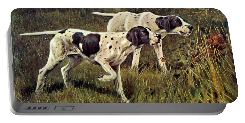 Pointers Portable Battery Charger featuring the painting What Is It by Thomas Blinks